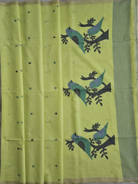 Tejasvini – Yellow Jamdani Handloom Bengal Cotton Saree - Kleemkaara