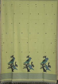 Tejasvini – Yellow Jamdani Handloom Bengal Cotton Saree - Kleemkaara