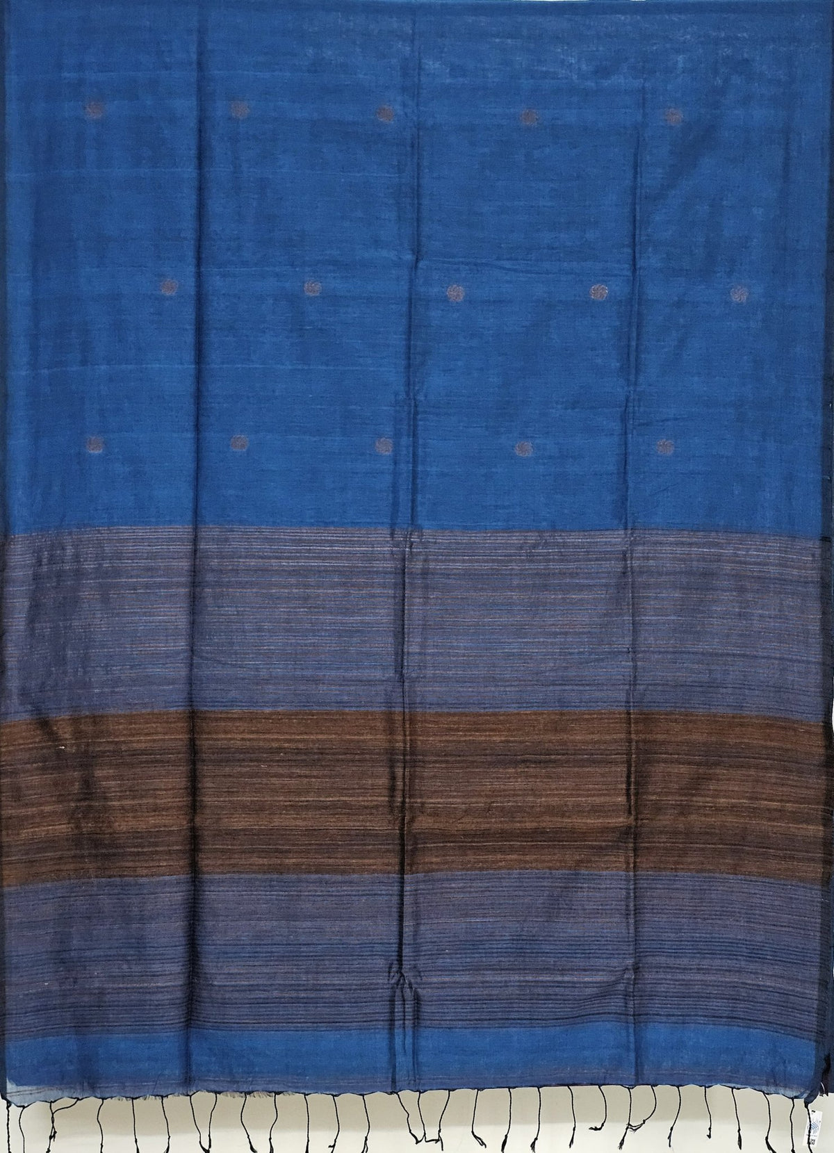 Vibhaasa – Deep Sapphire Blue Handloom Khadi Saree with Chakra Motifs - Kleemkaara