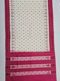 White Handloom Pochampally Ikkat Mercerized Cotton Saree - Kleemkaara